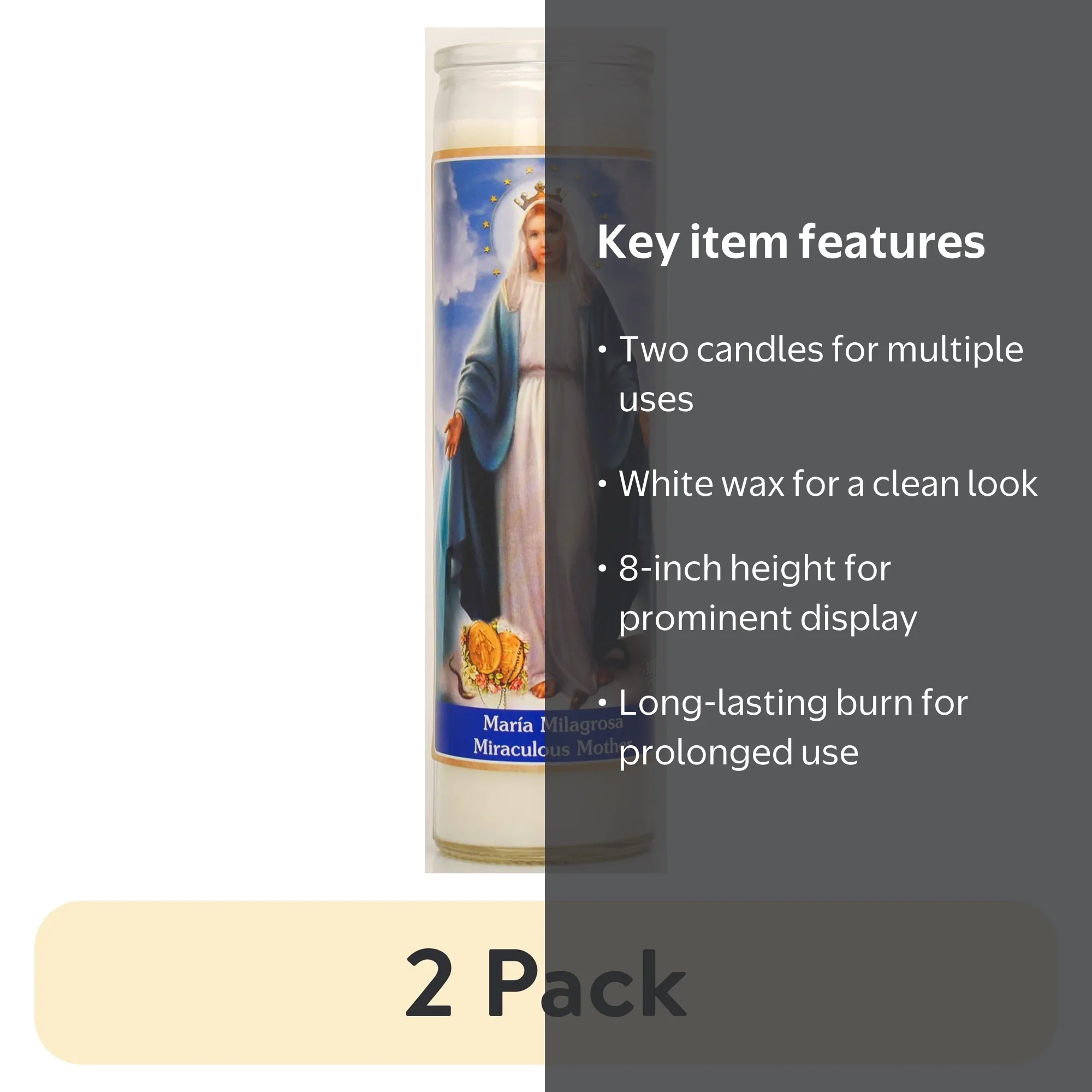 新品 ALMA MARIA Quaternity Candle マリアオラクル 2 pack) Prayer Candle Maria Milagrosa White Wax, 8 Inch - Walmart.com