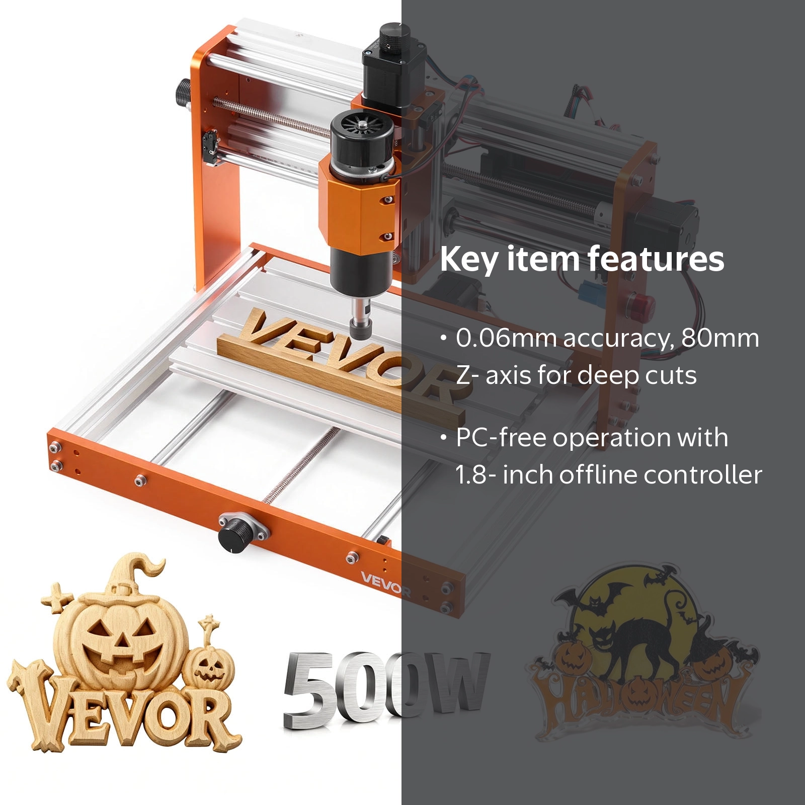 VEVOR CNC Router Machine, 500W Spindle, 3-Axis Wood Engraving