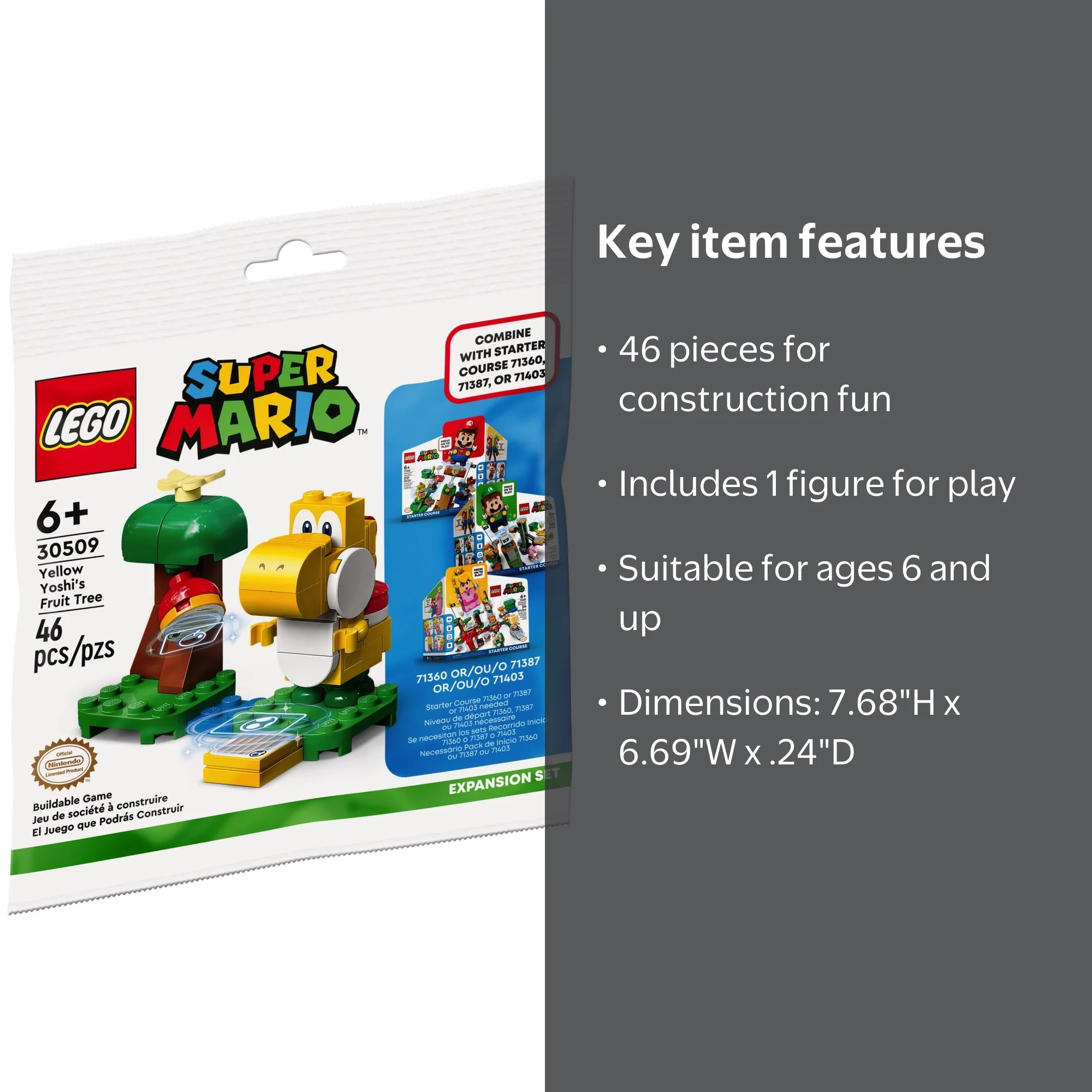 LEGO Super Mario Yellow Yoshi's Fruit Tree Expansion Set, 46