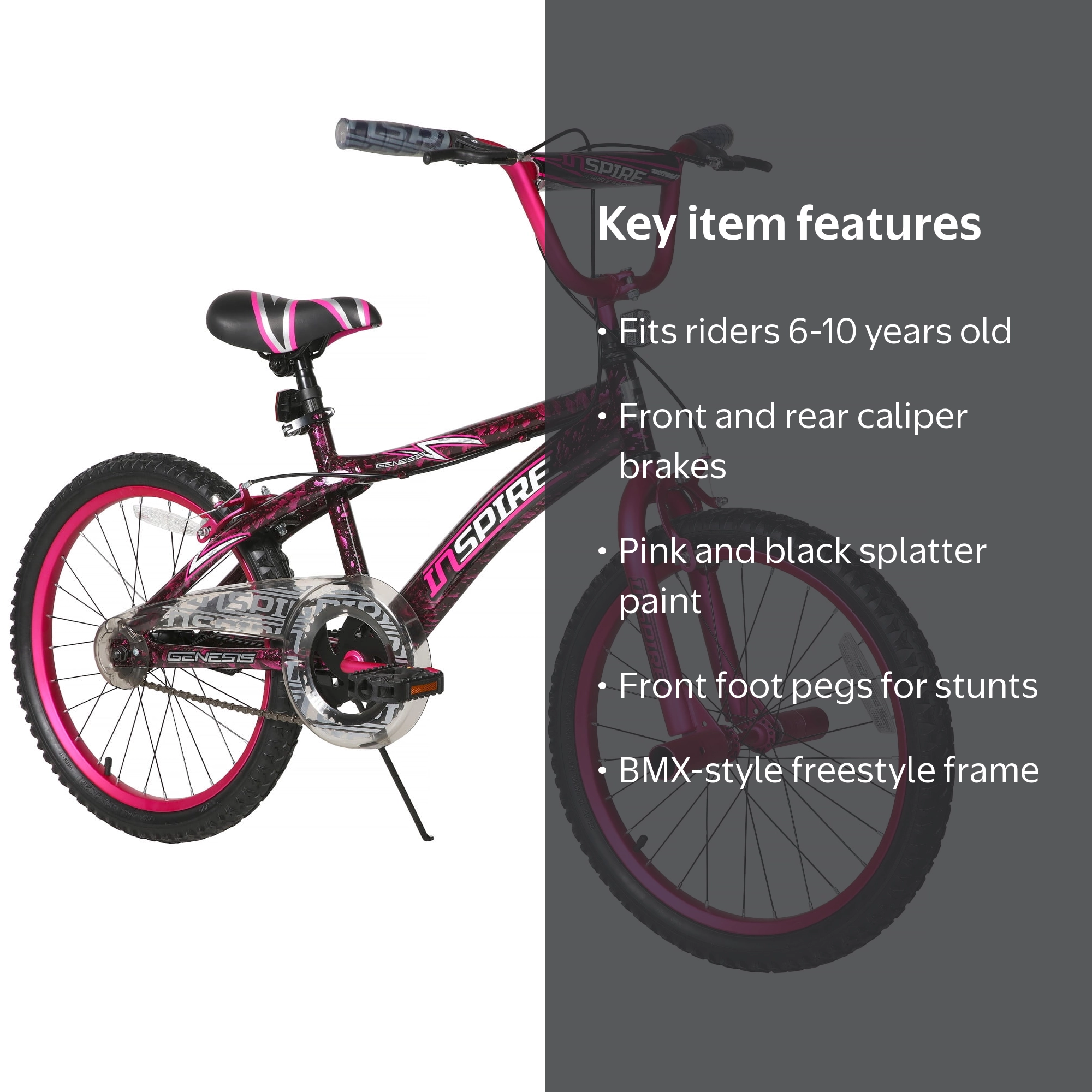 Dynacraft Genesis Inspire, 20 in Girls BMX Bike, Pink, Steel