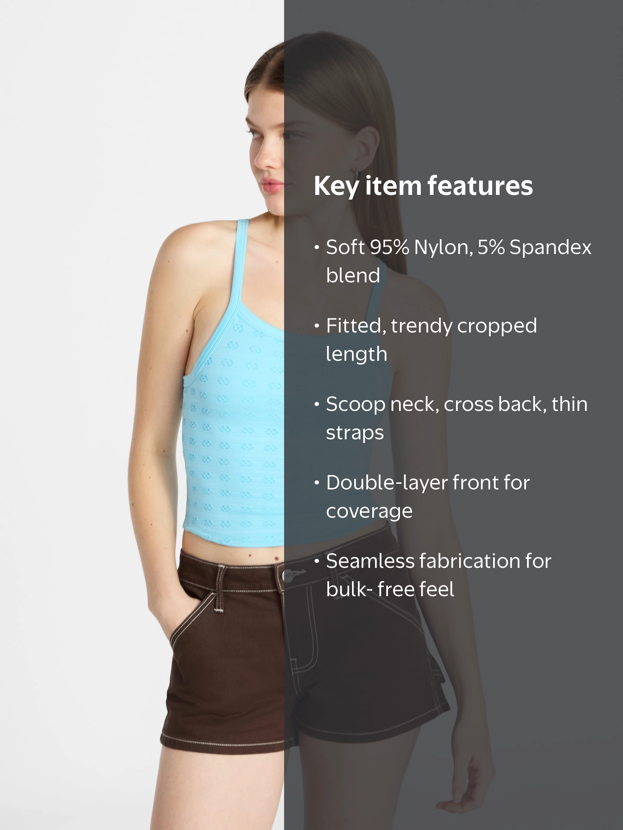 No Boundaries Cropped Textured Stitch Tank Top, Women's XXS-XXL
