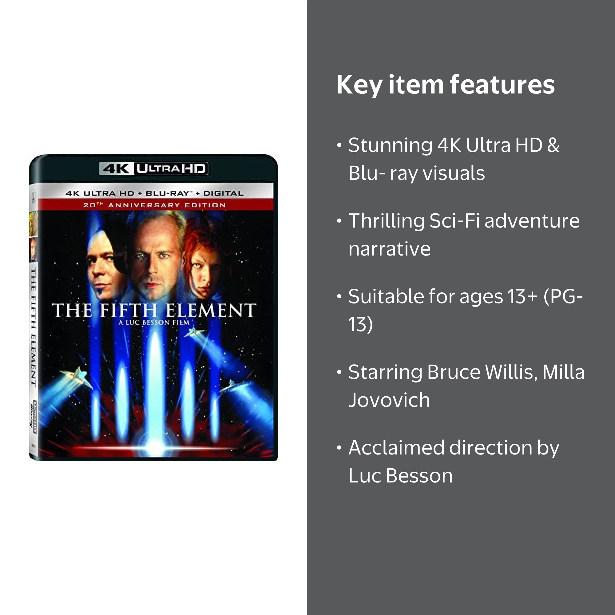 Sony, The Fifth Element 4K Ultra HD + Blu-ray, PG-13, Sci-Fi