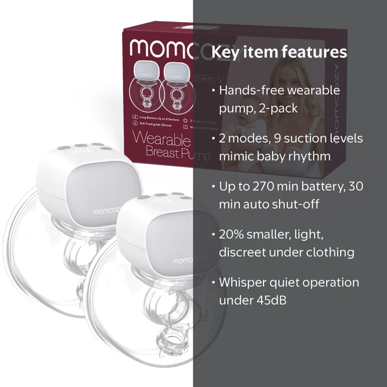 mamiko Momcozy S9 Pro-V Hands Free Electronic Wearable Breast Pump, 2Pack