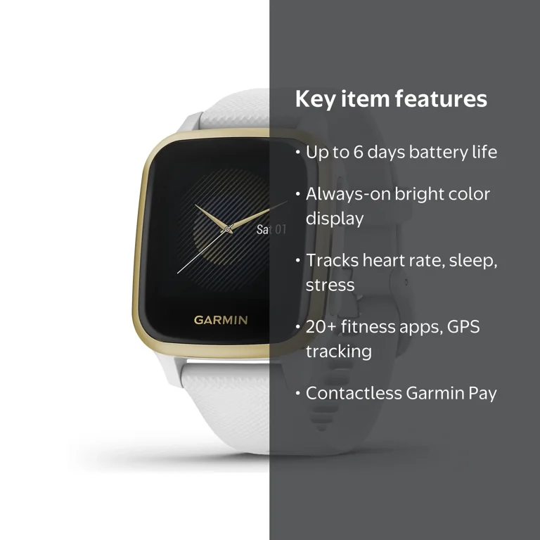 GARMIN Venu Sq GPS Smartwatch, Light Gold Aluminum Bezel with