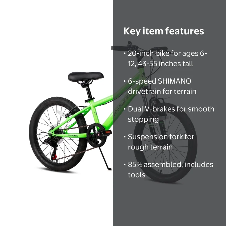 AVASTA 20'' Big Kids Mountain Bike for Age 6 7 8 9 10 11 12 Years