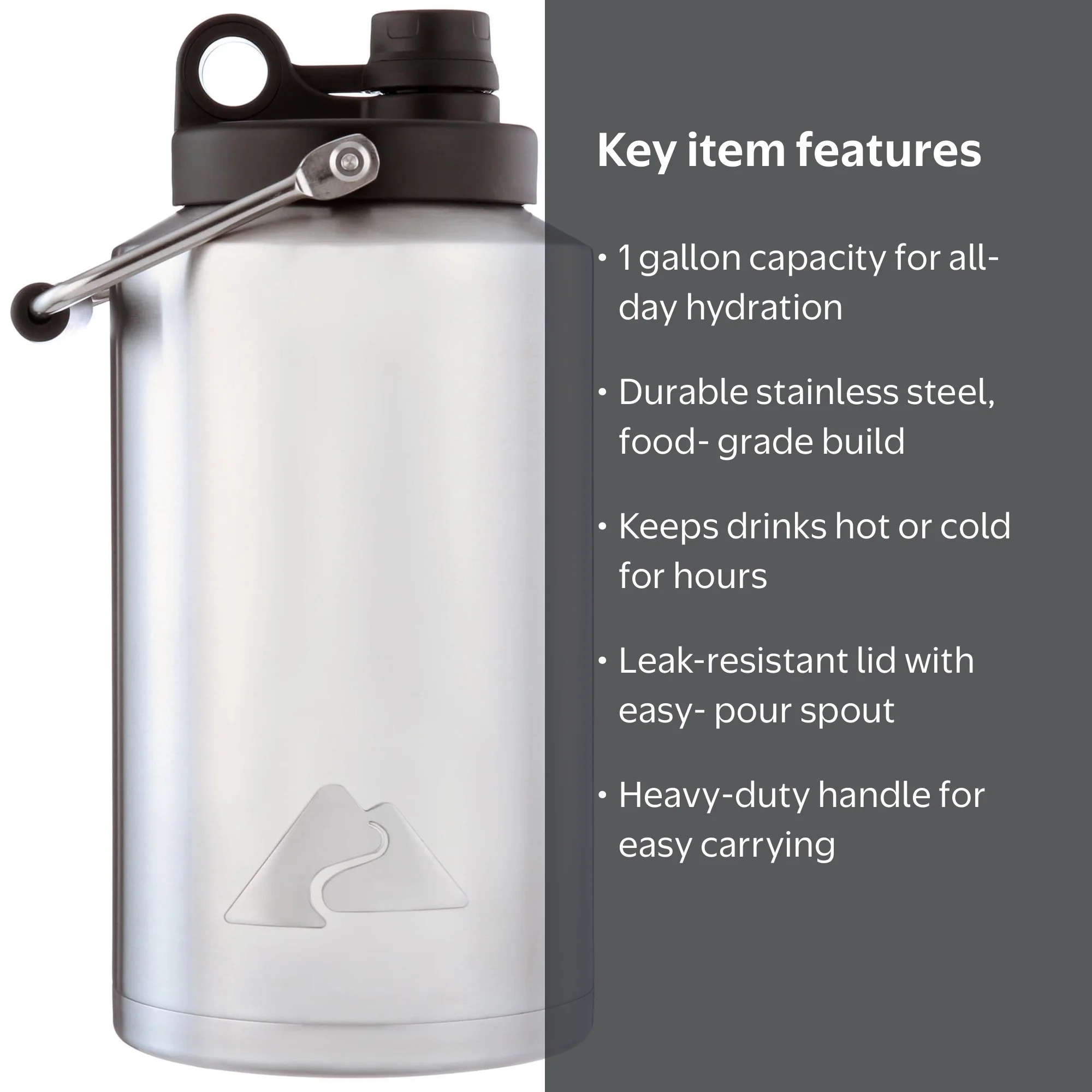 Ozark Trail 1 gal Stainless Steel Insulated Water Jug, Silver