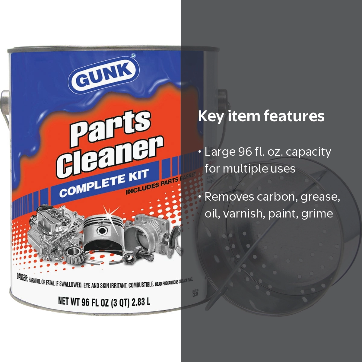 Gunk CC3K Engine & Carburetor Parts Cleaner Kit with Drip Basket