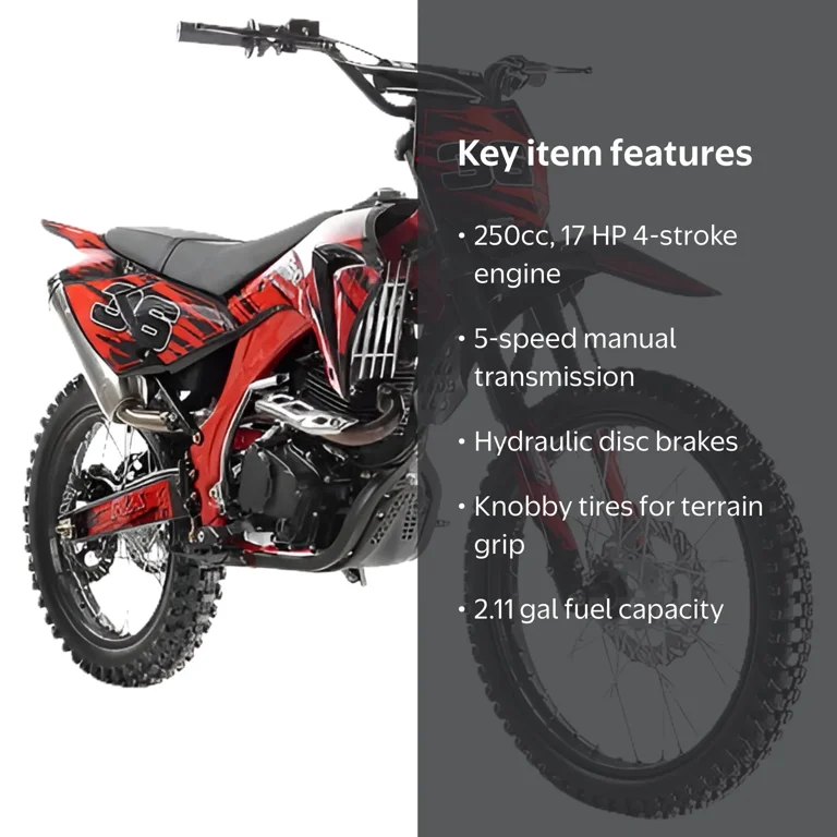 Apollo 250cc RFZ AGB-36 Gas Dirt Bike, Manual Clutch, Kick and