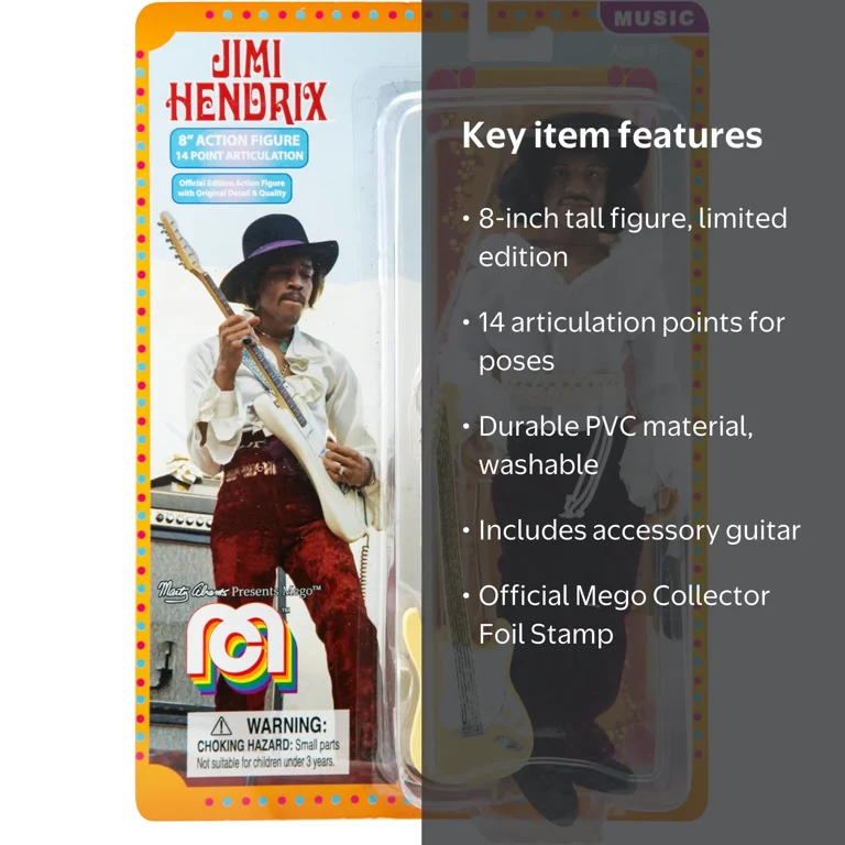 Jimi Hendrix の8インチアクションフィギュア ギター付き Guitar Hero