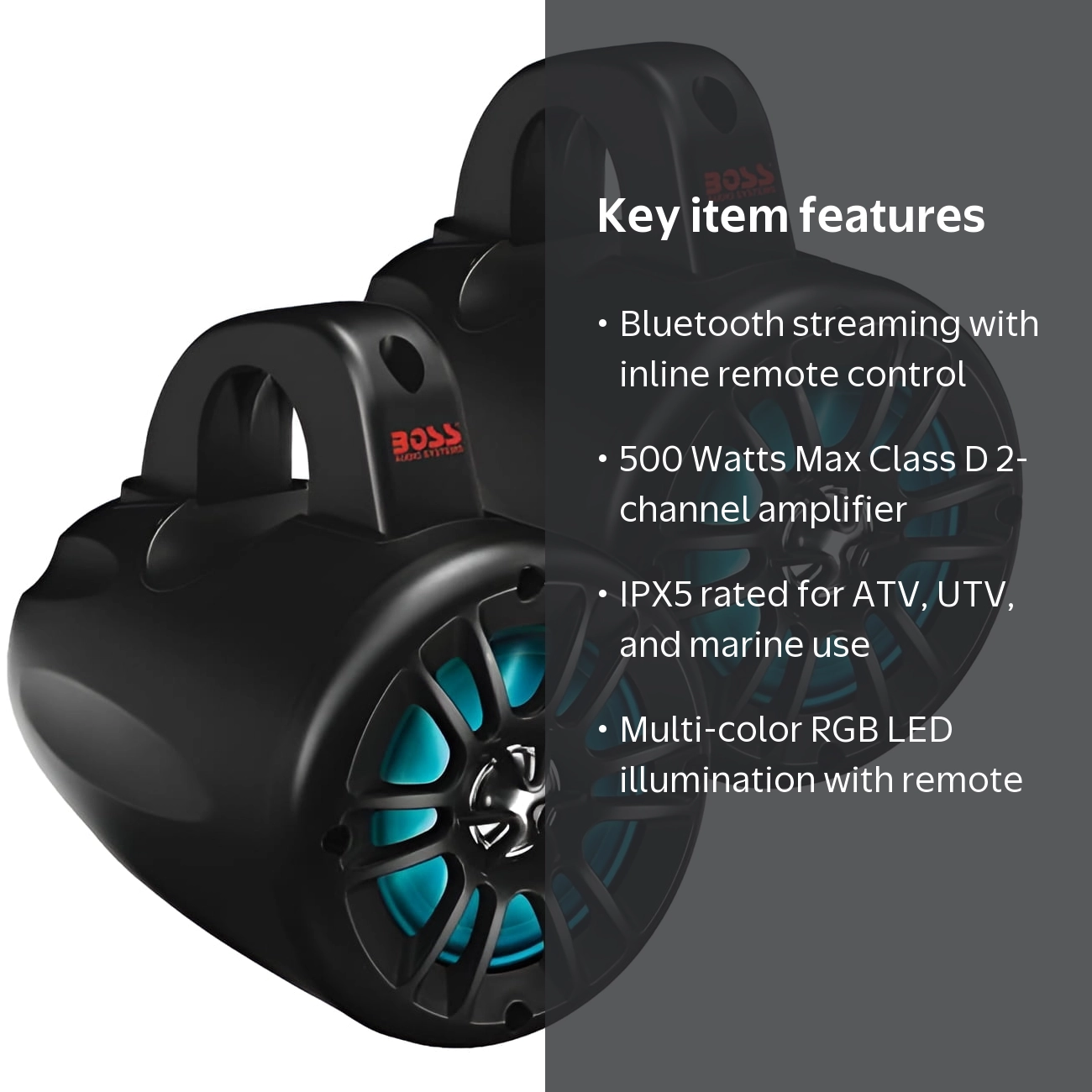 BOSS Audio B40RGB - Weatherproof 4'' Speaker System for ATV/UTV