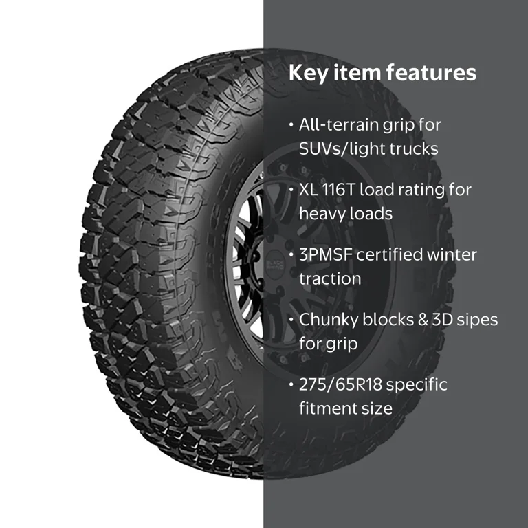 Americus Rugged ATR 116T XL Tire, All-Terrain 275/65R18 Light