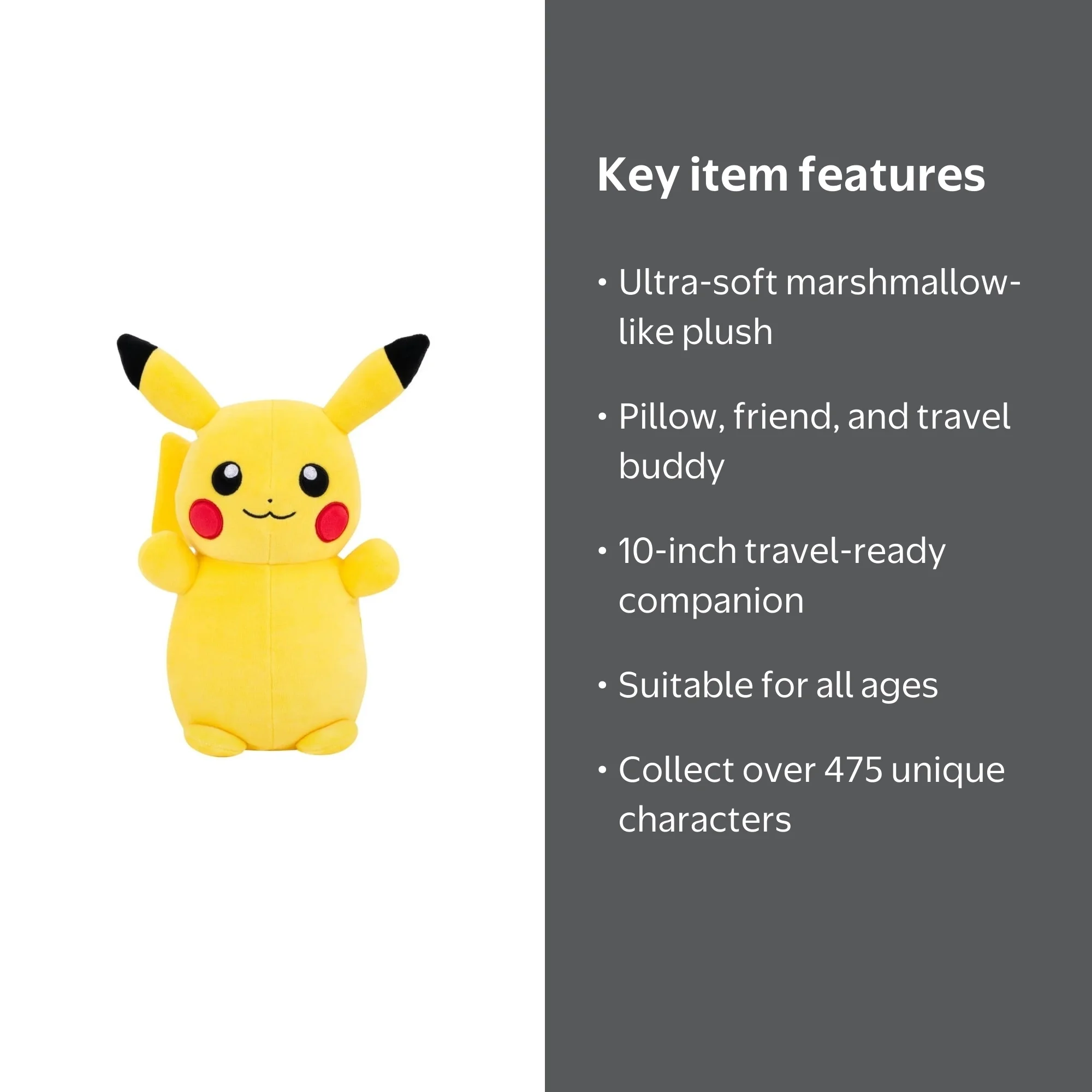 Squishmallows, Pokemon 10-Inch Pikachu HugMees Childs Plush Toy