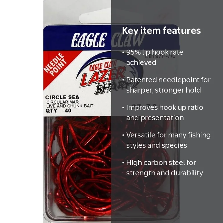 circular hooks sea fishing Hook Circle Hook for Saltwater Fishing Pike Cod Bass Pollock 4/0 boasting a sharp offset point and SS coating. Lazer Sharp L8197F3-7/0 Circle Offset