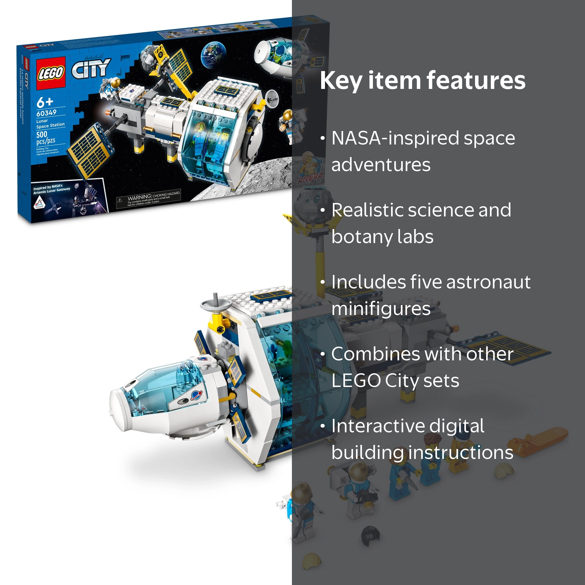 LEGO City Lunar Space Station 60349, NASA Inspired Toy Set with