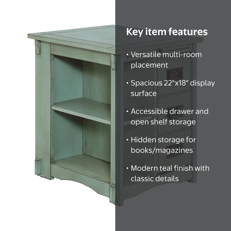 Linon Parnell Storage Side Table/Cabinet with Pull Out Shelf