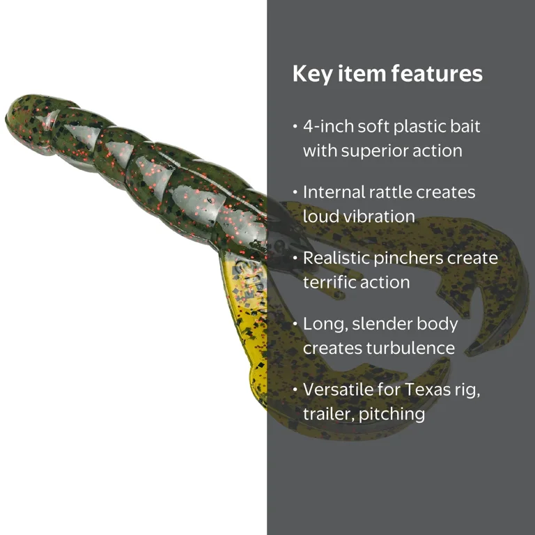 fish lure air pockets in craw pinchers Lunkerhunt Finesse Bama Craw The range of colours on offer is wide enough to cover a variety of situations Strike King Rattlin' Rage Craw