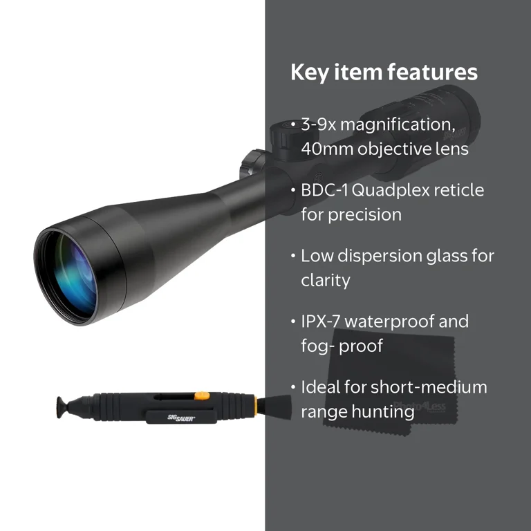 Sig Sauer WHISKEY3 3-9X40mm Riflescope, 1