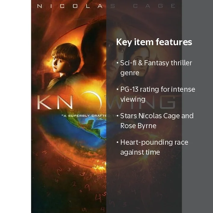 Lionsgate Home Entertainment, DVD, Knowing, Sci-Fi Thriller
