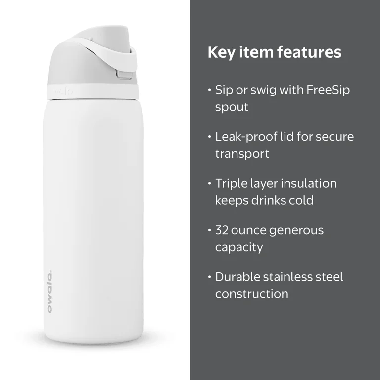 Owala, Water Bottle, 32oz, Stainless Steel Shy Marshmallow