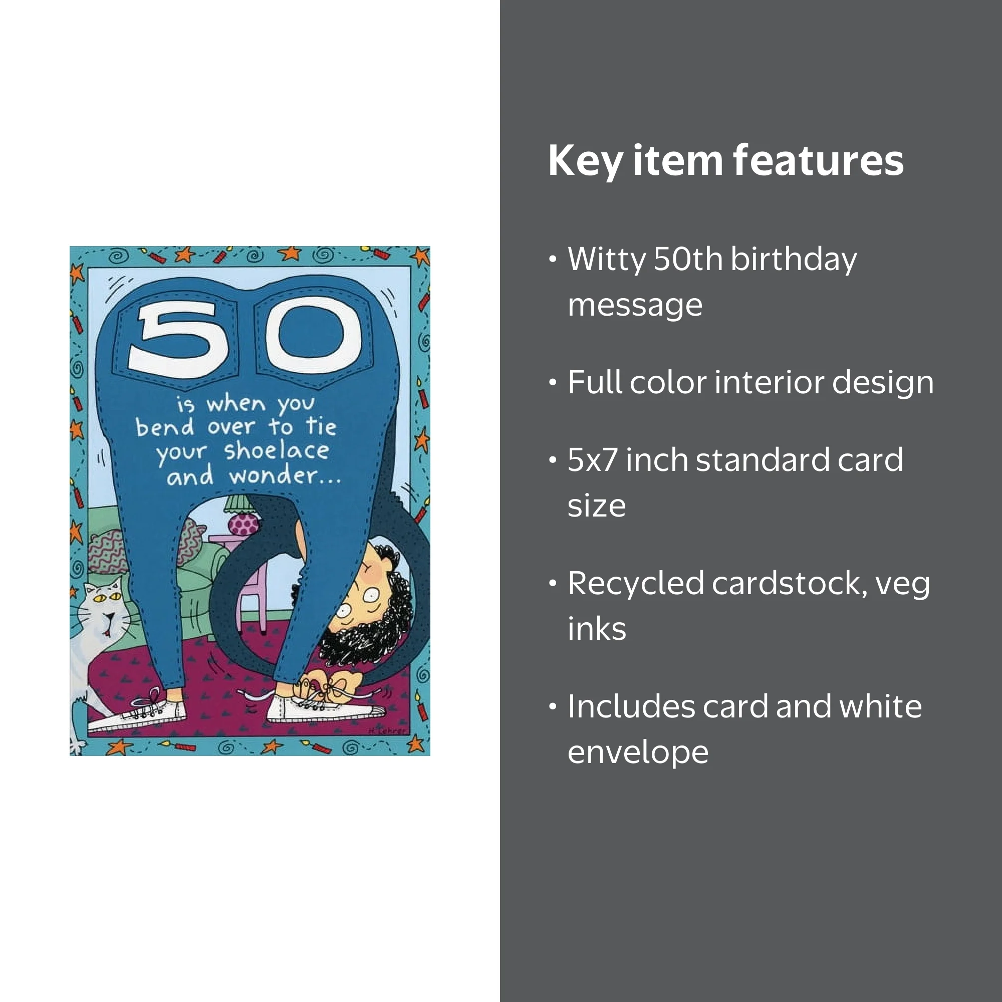Oatmeal Studios 50th Birthday Card, Funny / Humorous 50 Is When