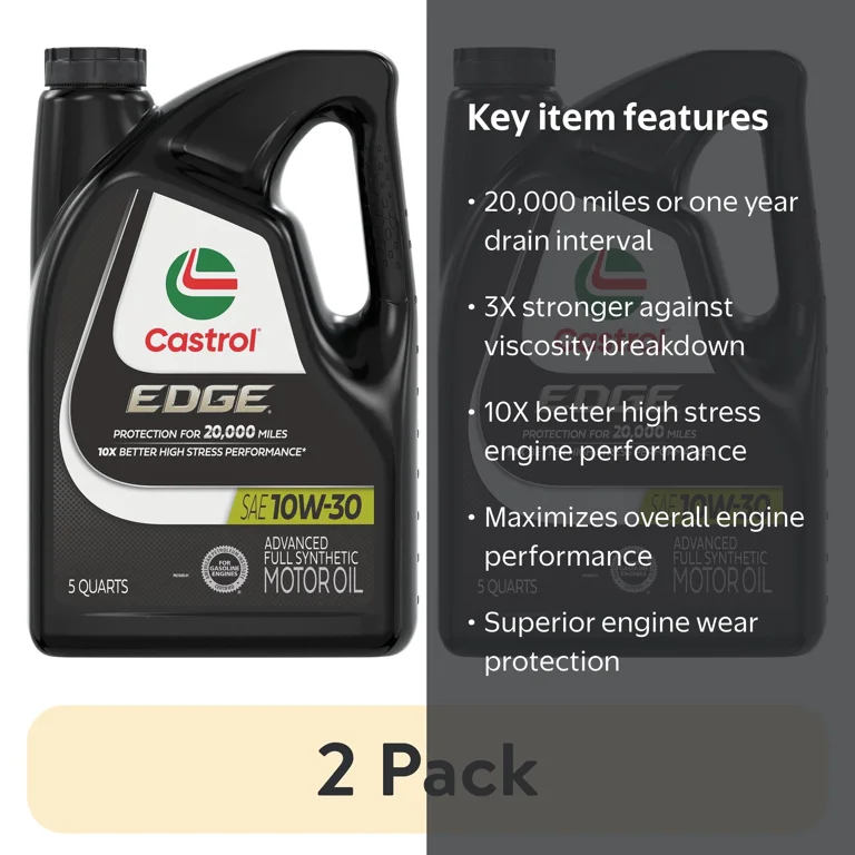 2 pack) Castrol EDGE 10W-30 Advanced Full Synthetic Motor Oil, 5