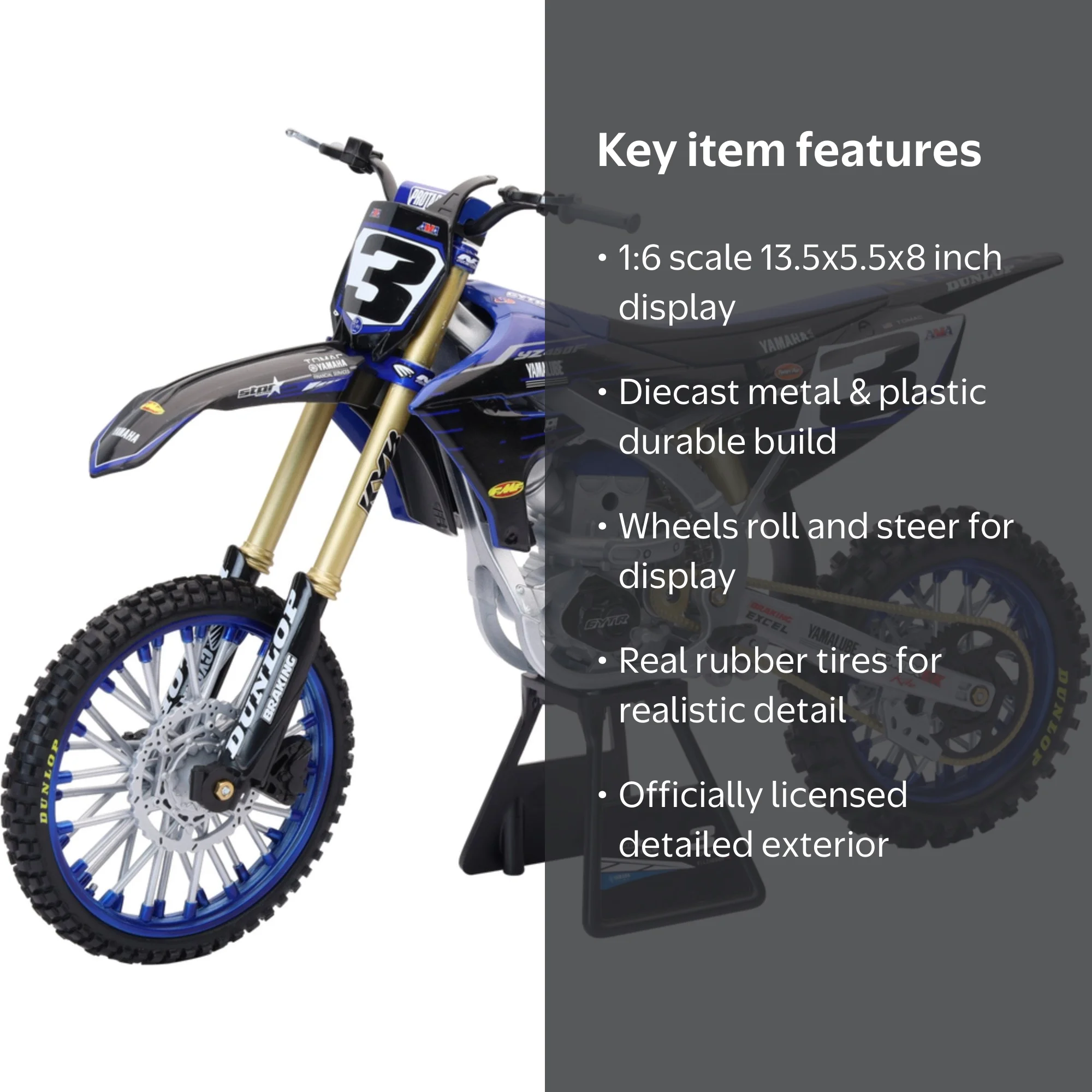 NewRay 1:6 Toy Yamaha Factory Team YZ450F Eli Tomac #3 W/#1 SX/MX