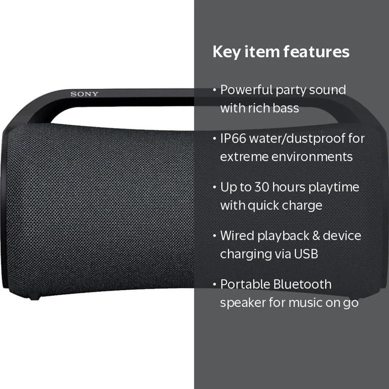 Sony Portable Wireless Stereo Bluetooth Speaker with LED Lighting