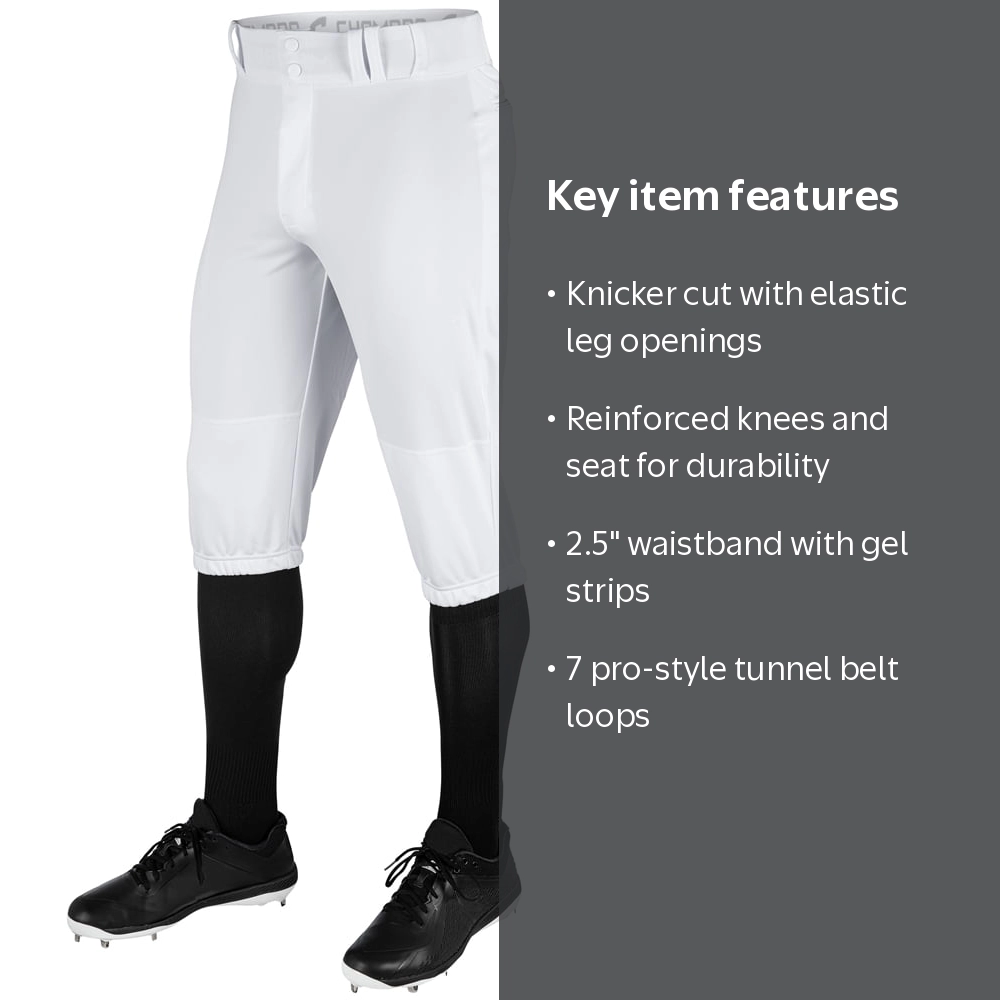 Champro, Men's Triple Crown Knicker Baseball Pant, M, White