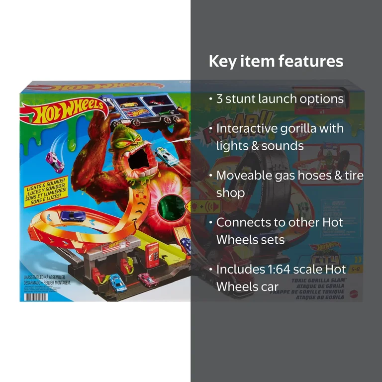 Hot Wheels City Nemesis Toxic Gorilla Slam Playset with 1:64 Scale