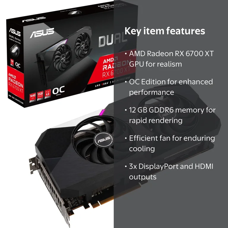 ASUS DUAL-RX6700XT-O12G - OC Edition - graphics card - Radeon RX