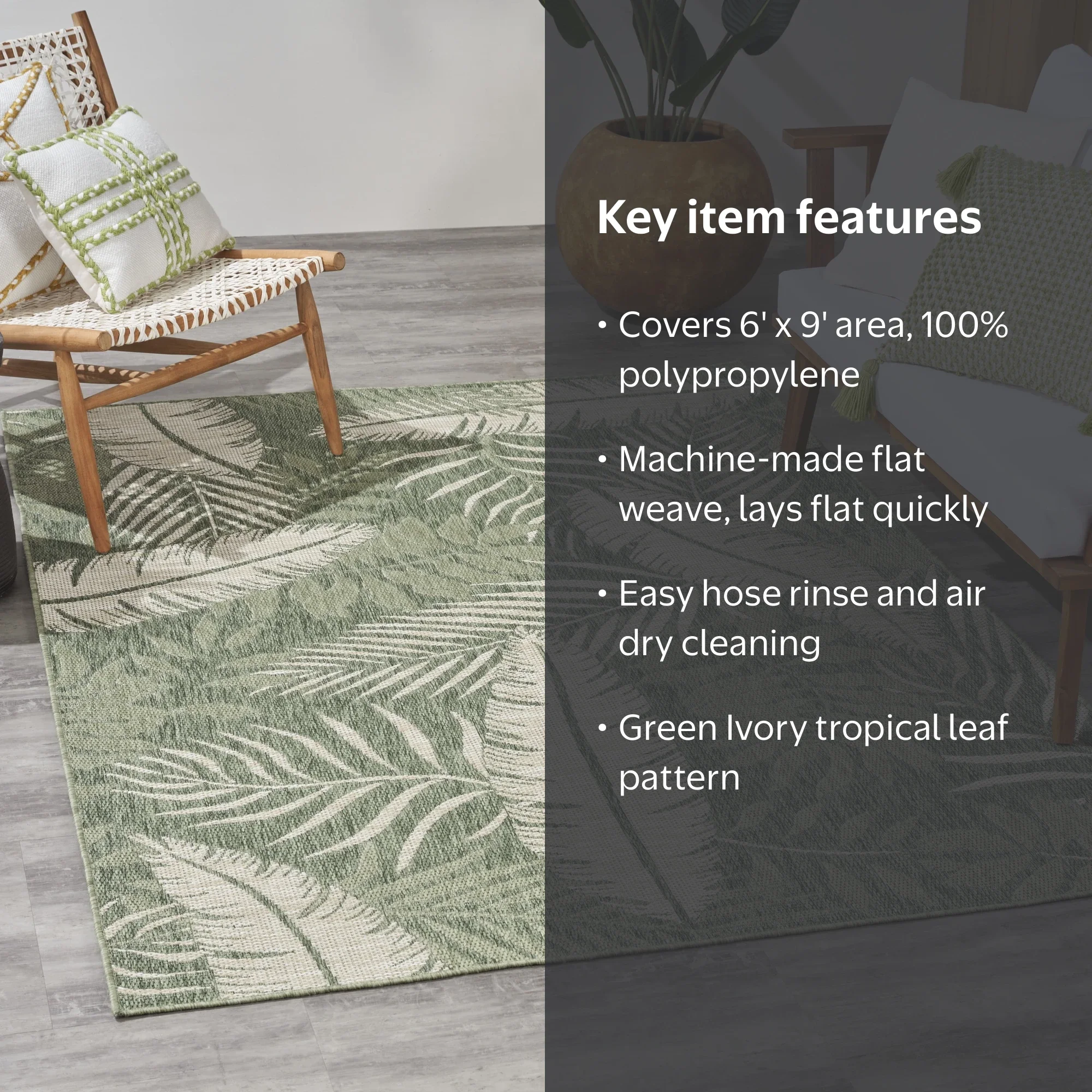 Nourison Garden Oasis Indoor/Outdoor Green Ivory 6' x 9' Area Rug