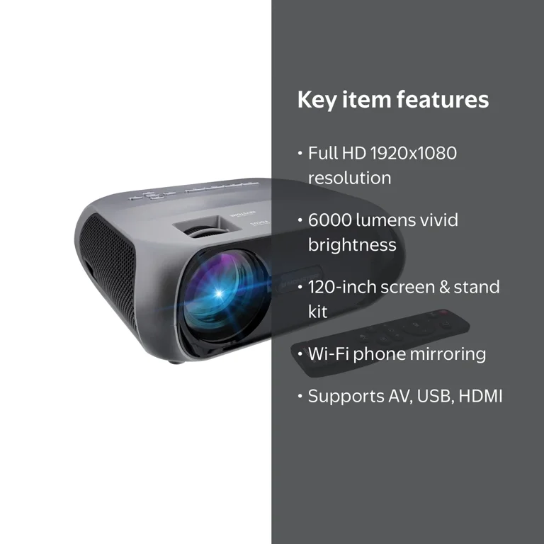 LED Projector 本体 1920x1080対応 スクリーンセット Monster Vision Wireless 1080P FHD TFT LCD Projector Kit with