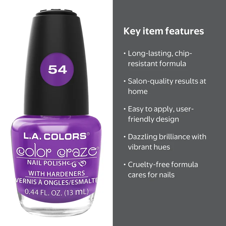 L.A. COLORS Color Craze Nail Polish, Tropical Paradise, 0.44 fl