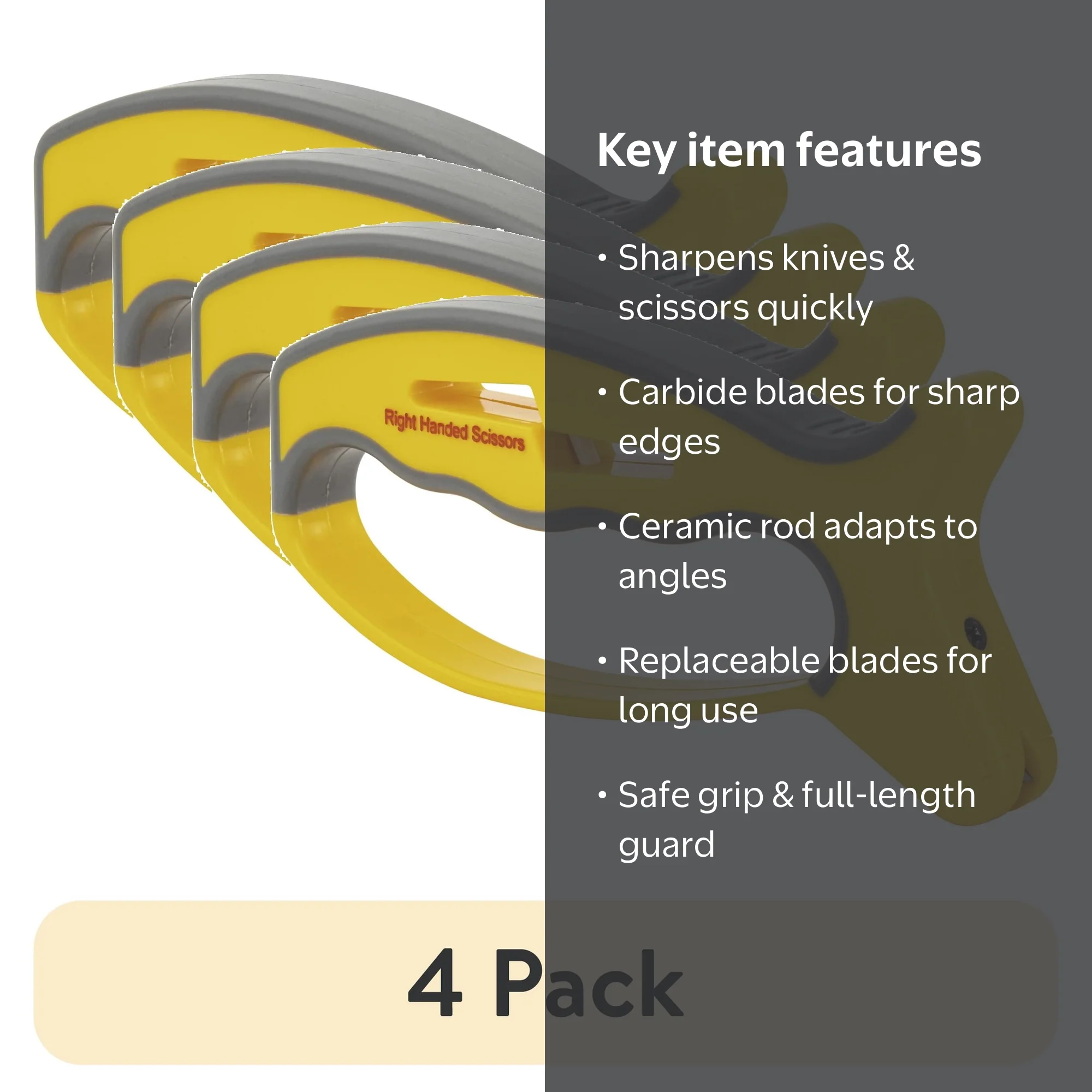 4 pack) Smith's 50170 JIFFY V-Sharp Knife & Scissors Sharpener