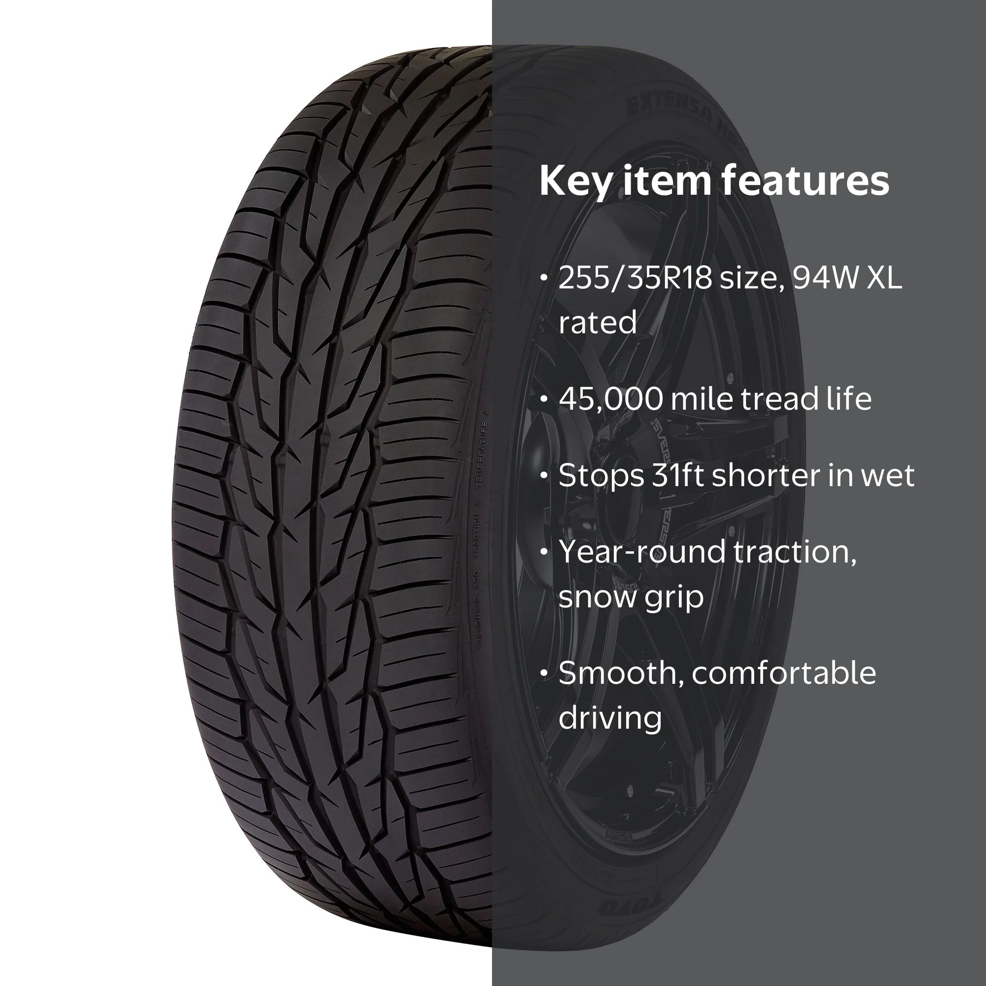 Toyo Extensa HP II 255/35R18 94 W XL Tire - Superb All-Season