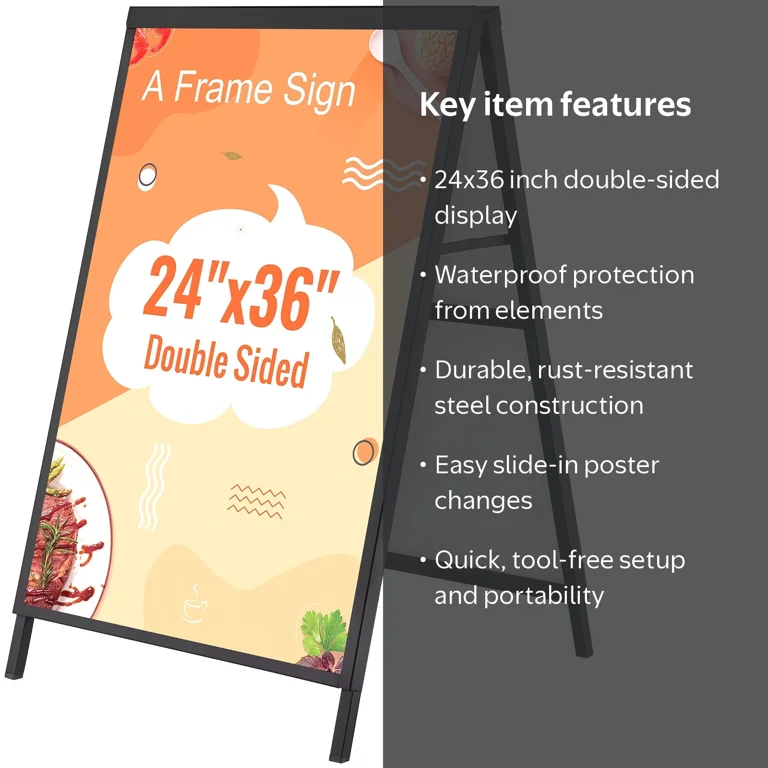 a看板 KFFKFF Outdoor A-Frame Sidewalk Sign 24x36 inch Sandwich Board