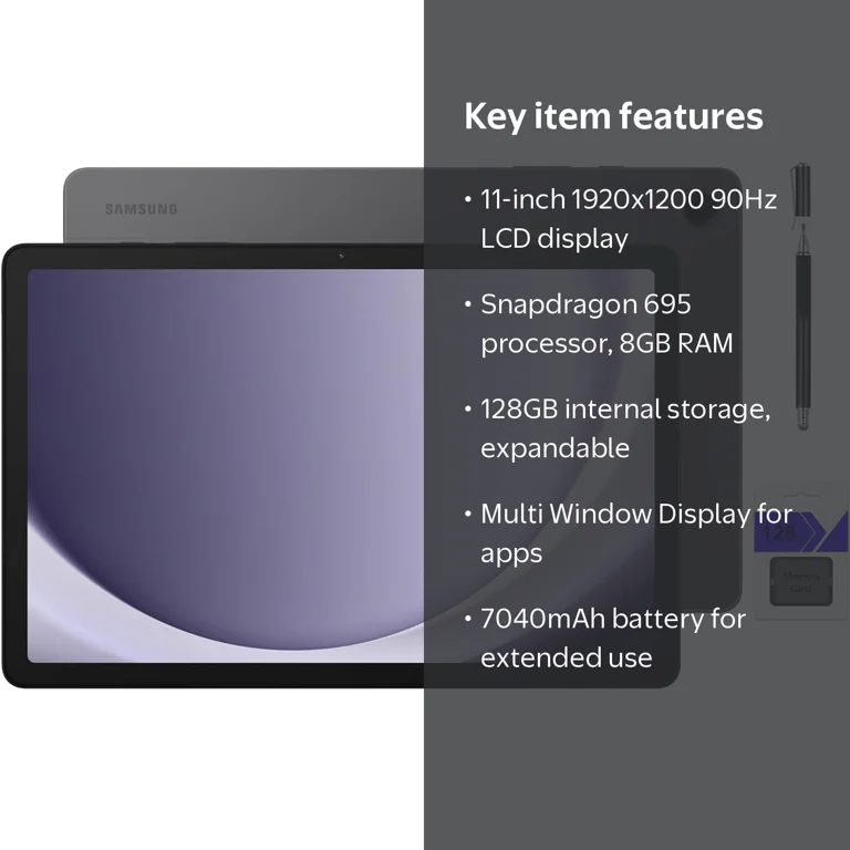 Mazepoly, Galaxy Tab A9+ 11'' Android Tablet, 128GB, Gray