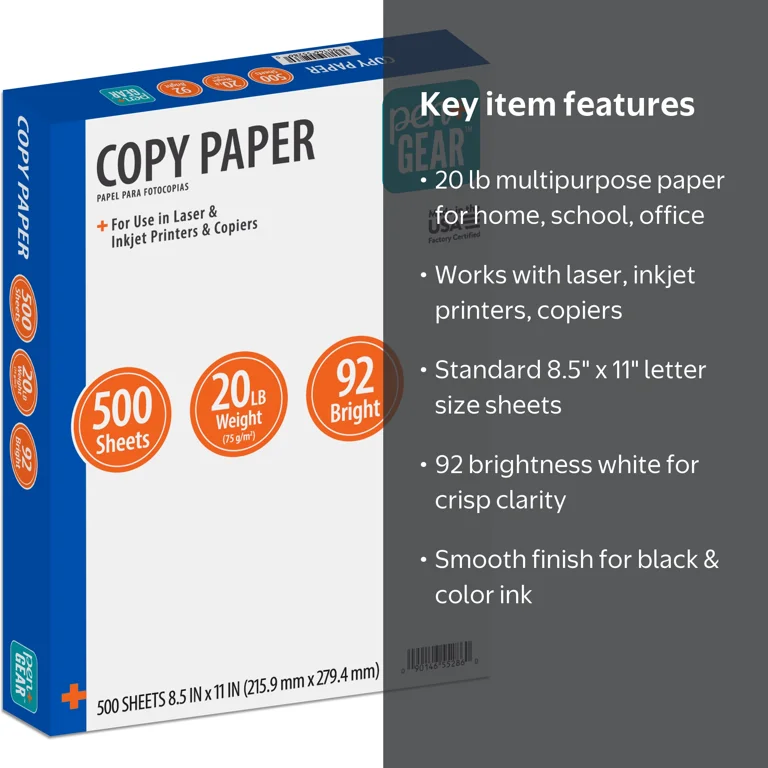 Pen+Gear Copy Paper, White, 8.5x11, 92 Bright, 20 lb, 1 Ream