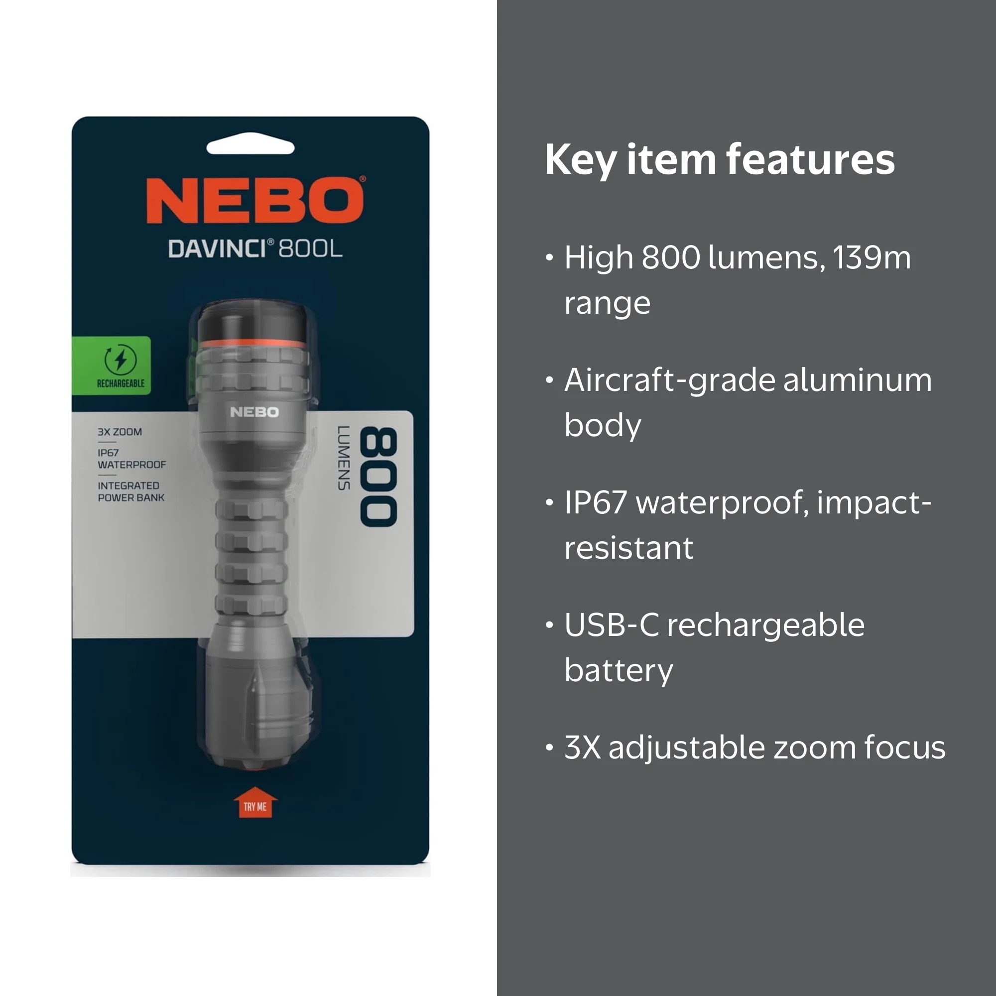 hand powered nebo flashlight Columbo Keychain 100 Lumen LED Pen Light, Battery-Powered Mini for Every Day Carry the Davinci 12000 is adjustable and can magnify its beam up to 2x 1K EDC POCKET LIGHT