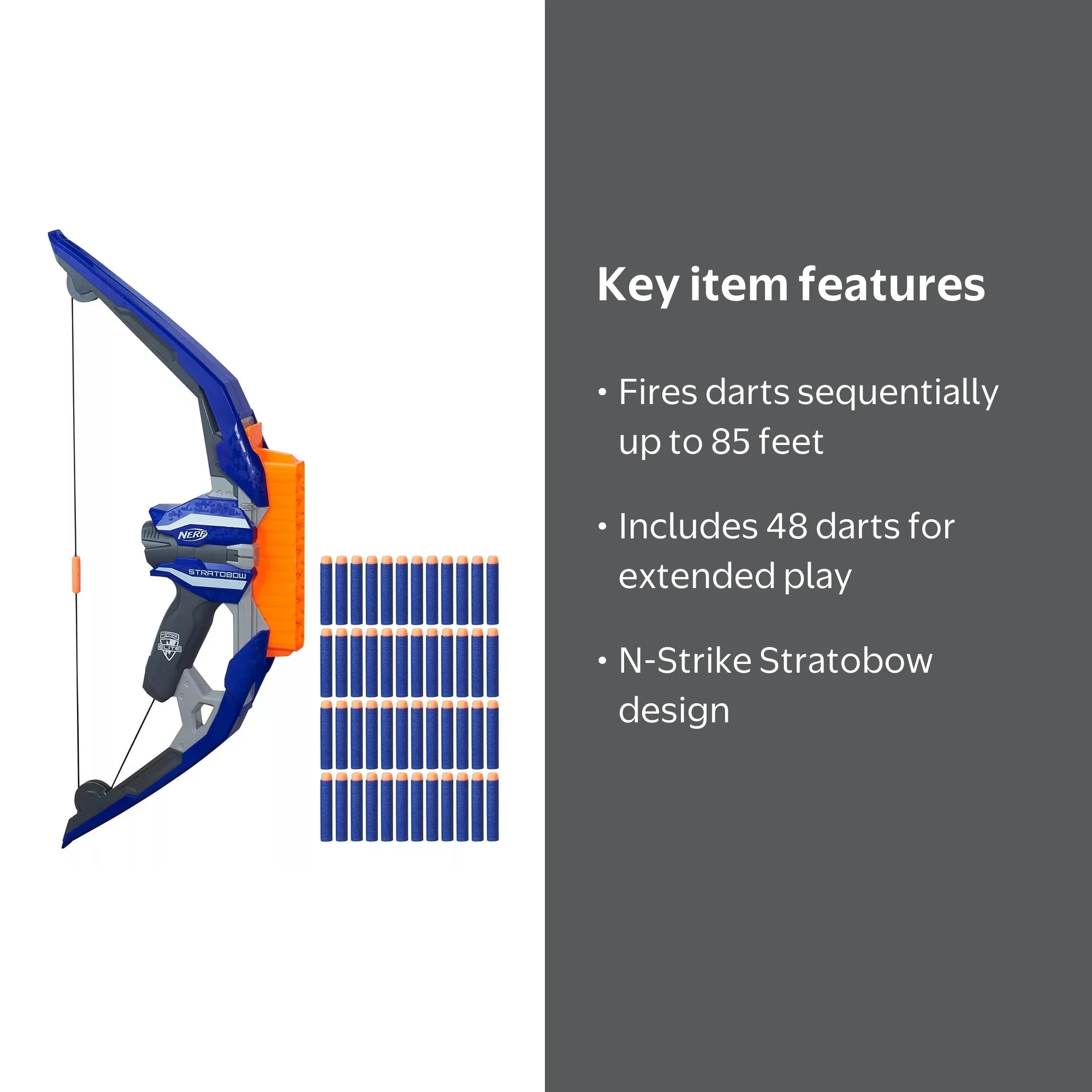 Nerf Elite N-Strike Stratobow Bow with 15-Dart Capacity, Fires Up