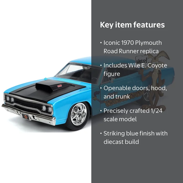 1970 Plymouth Road Runner with Wile E. Coyote Figure, Looney Toons