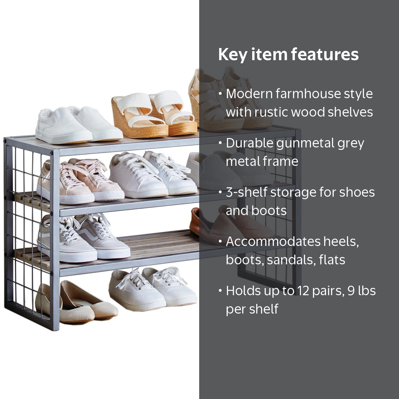 Better Homes & Gardens Decorative Gunmetal Grey Wood and Metal