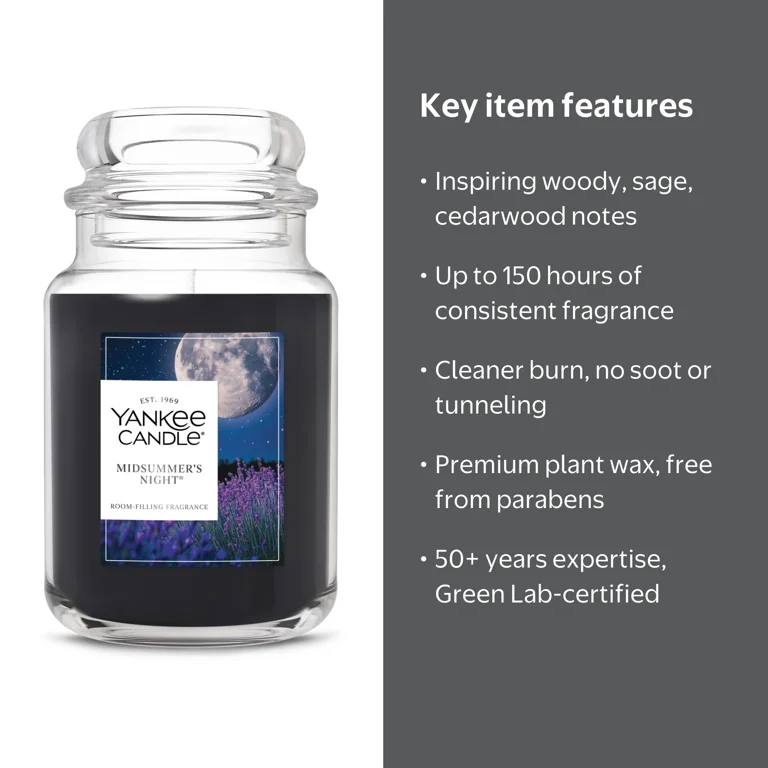 Yankee Candle, Scented Candle, 22 oz, Midsummer's Night - Walmart.com