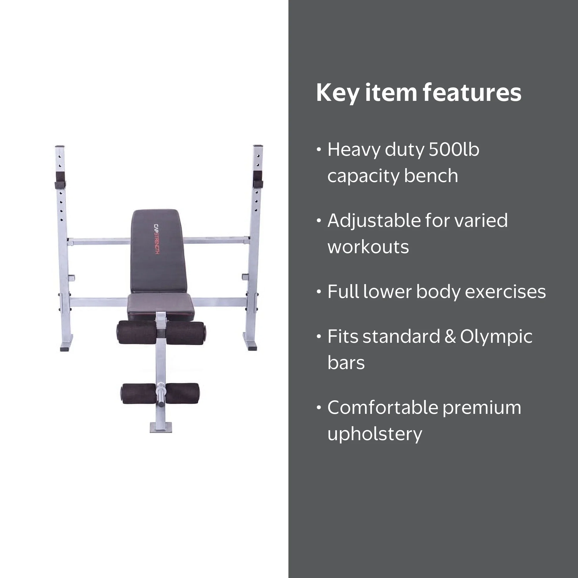 CAP Strength Deluxe Mid-Width Weight Bench with Leg Attachment