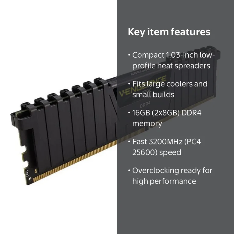 CORSAIR Vengeance LPX 16GB (2 x 8GB) 288-Pin PC RAM DDR4 3200 (PC4 CORSAIR Vengeance LPX 16GB (2 x 8GB) 288-Pin PC RAM DDR4 3200 (PC4