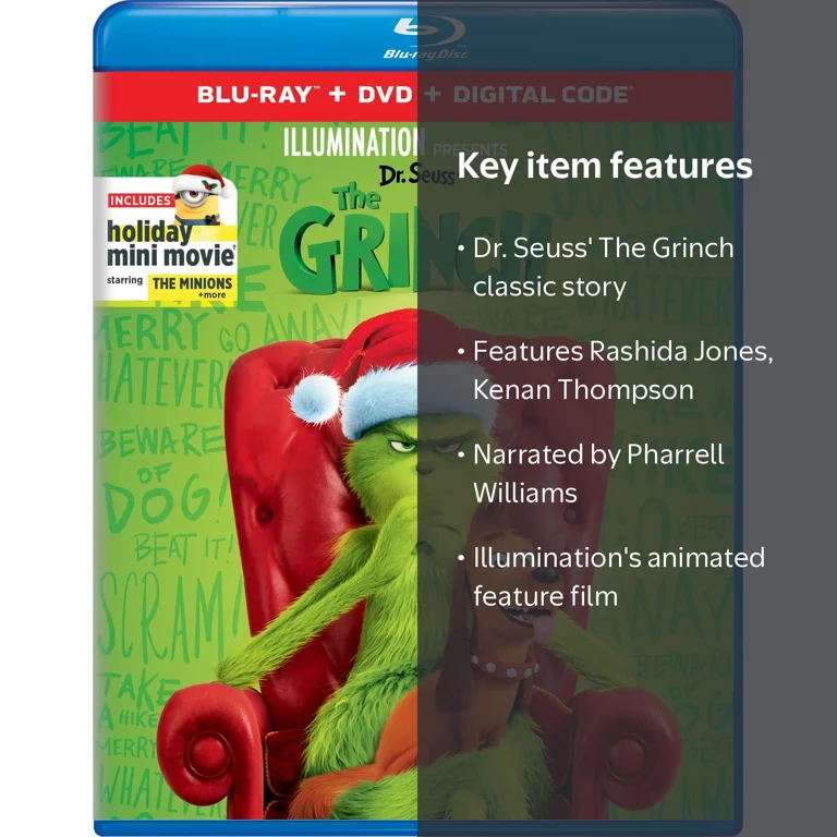 SDS, Dr. Seuss' The Grinch DVD + Digital, Blu-ray, PG, 2-disc set