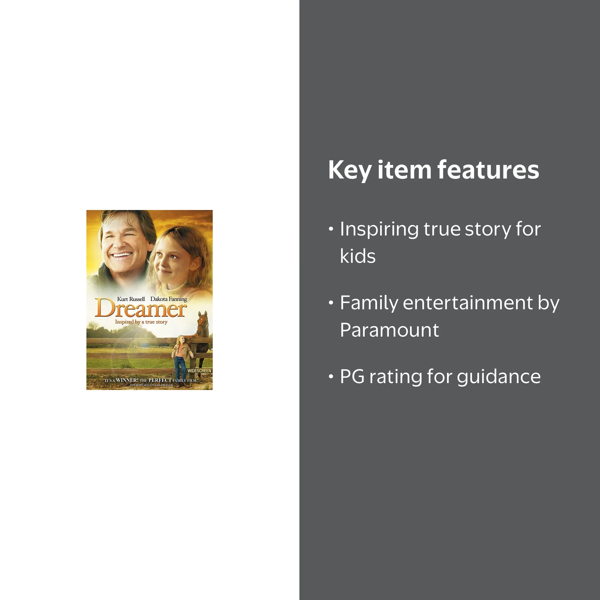 Paramount, DVD, Dreamer Inspired by a True Story with Family
