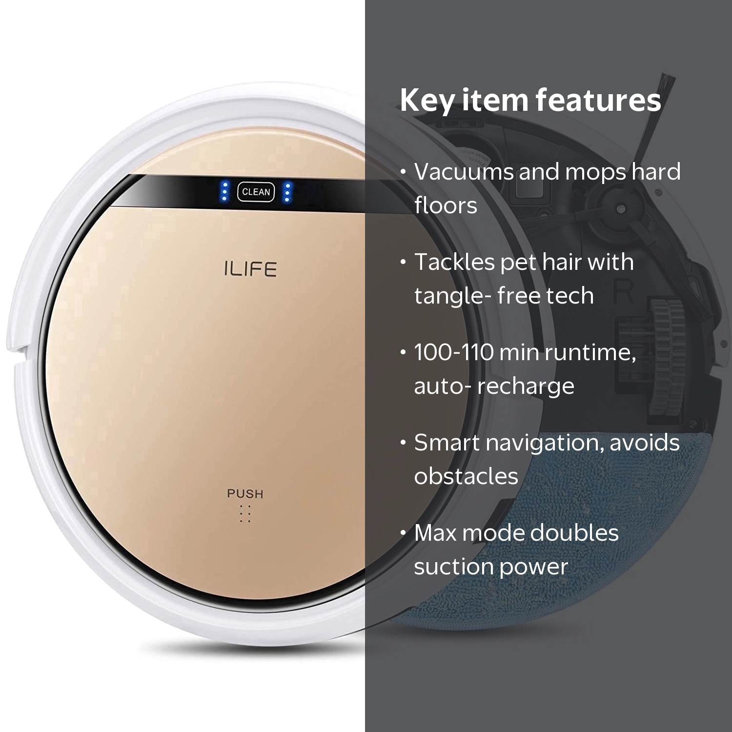 ILIFE V5s Pro-W Robot Vacuum and Mop 2 in 1 Cleaner with Water