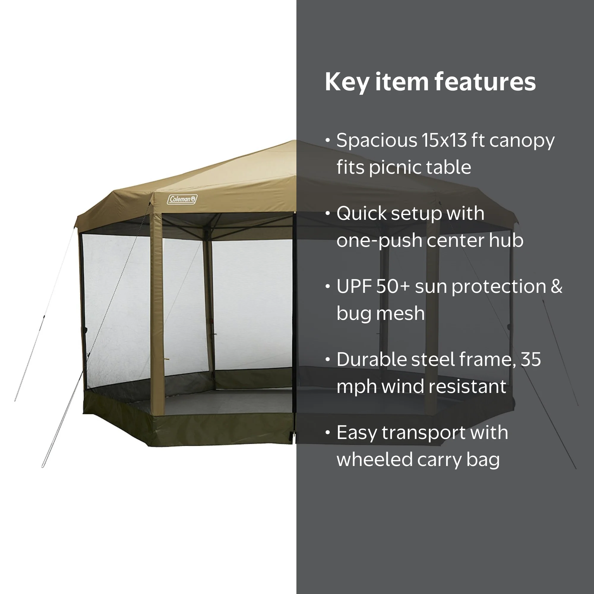Coleman Back Home™ 15 x 13 Screen Canopy Tent over Picnic Table