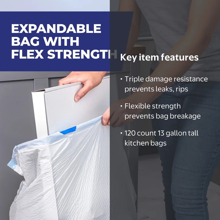 Hefty, Trash Bags, Ultra Strong, 13 Gallon Tall Kitchen White
